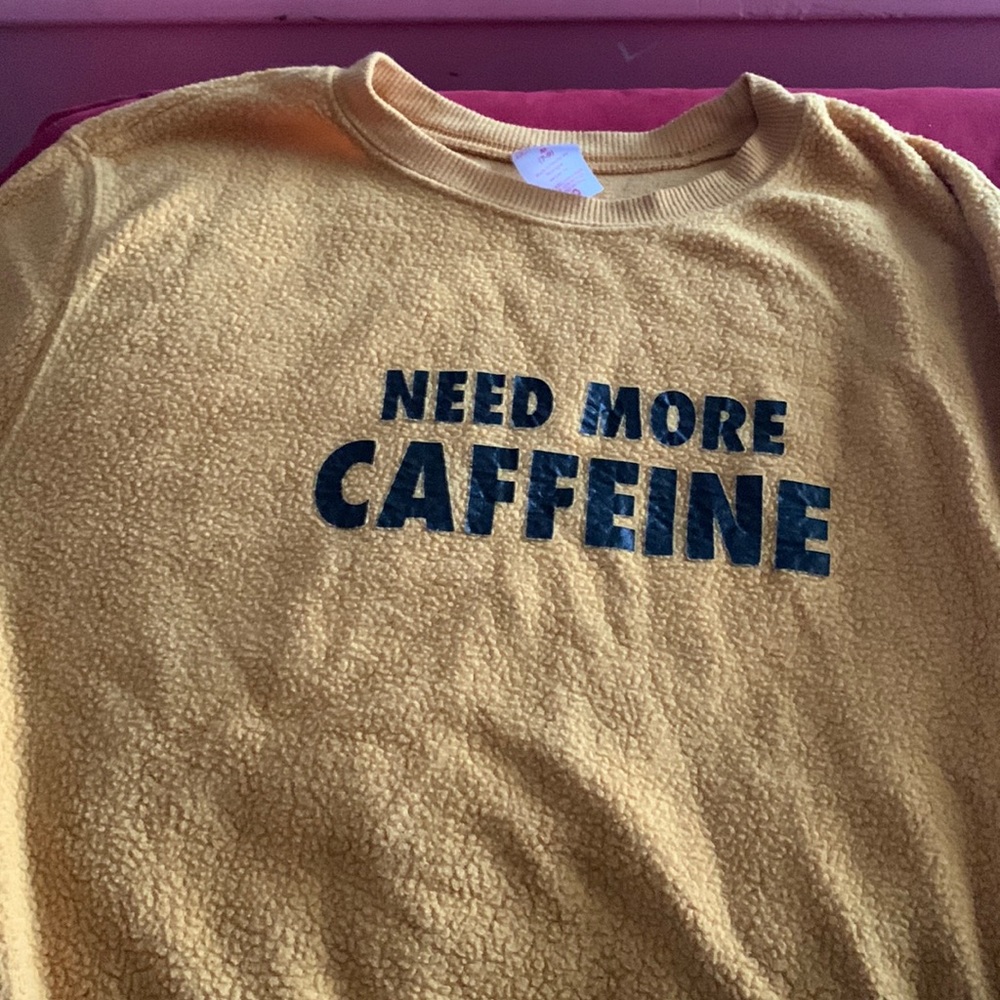 NEED MORE CAFFEINE shirt long sleeve crop top